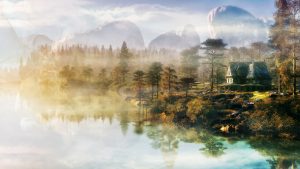 Landscape; Waterscape; Forest; Mountains; Country House; Early Morning; Fog; Mist