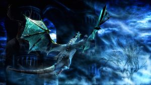 Fantasy; DarkArt; Dragon; Castle; Night
