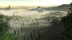 Landscape; Castles; Early Morning; Fog; Mist; Dust