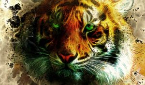 PS CS3 Image Editing; Tiger; Green eyes; Grunge