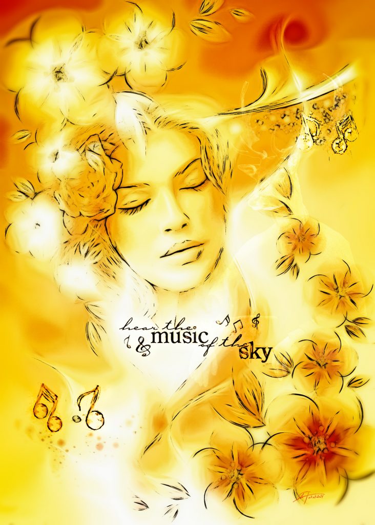 Brushes Pic; Painting; Face; Flowers; Musicnotes; Yellow