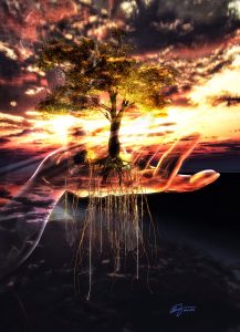 Fantasy; Evening Light; Atmosphere; Hand; Tree