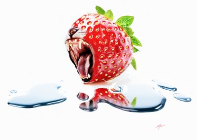 Composing; Strawberry; Tiger; Puddle of Water; Waterdrops