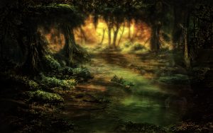 Landscape; DarkArt; Swamp; Water; Forest; Sundown