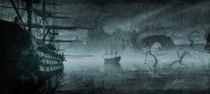 Seascape; DarkArt; Water; Sailing Ships; Map; Stains