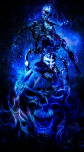 DarkArt; Blue; Night; Skull; Grim Reaper; Thanatos