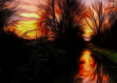 PS CS6 Bildbearbeitung; Landscape; Evening; Sundown; Oilpaint; Creek