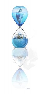 PS CS6 Composing; Hourglass; Polar bear; Iceberg; Earth; Melting; Climate desater; Countdown