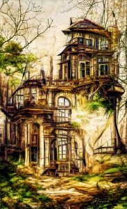Mixed Media; PS CS6 Bildbearbeitung; Fantasy; Steampunk; Abandoned; Villa; House