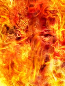 Mixed Media; PS CS6 Image editing; DarkArt; Selfie; Face; Wolf; Fire; Flames